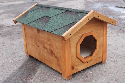 Будка -дом для кота изготовлен с натурального дерева, осина.
Крыша - укрыта бит. . фото 4