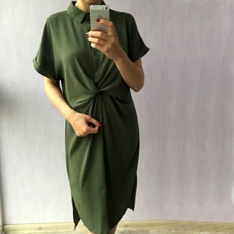 При оплате в течении часа скидка 5%

Крутое платье рубашка оливкового цвета At. . фото 2
