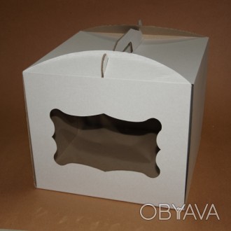 Коробка тортова з гофрокартону з вікном. Розмір: 300*300*250 мм.. . фото 1