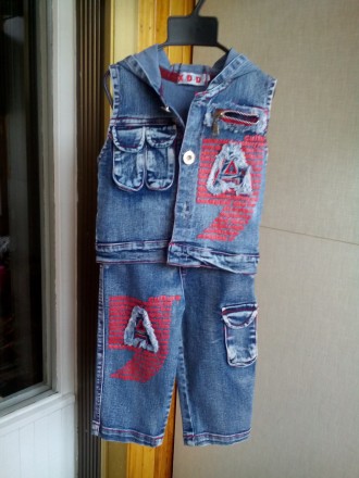 Продам новый модный джинсовый костюм троечка на мальчика 1,5-2 лет. Реглан+джинс. . фото 8