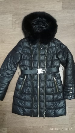Куртка зимняя, черного цвета, очень тёплая,мех натуральный(на капюшоне кролик, в. . фото 3