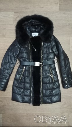 Куртка зимняя, черного цвета, очень тёплая,мех натуральный(на капюшоне кролик, в. . фото 1