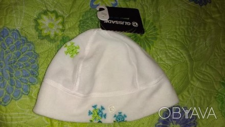 шапка GLISSADE дитяча для дівчинки білого кольору, флісова, весняна, розмір 52-5. . фото 1