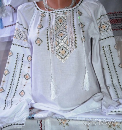 Вишиванка жіноча "Оливкова" - це унікальна вишиванка.

Тканина - домоткане пол. . фото 1