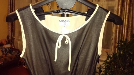 Платье женское летнее в стиле Chanel р-р М. Нарядное, черного цвета с бежевым по. . фото 4