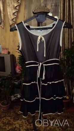 Платье женское летнее в стиле Chanel р-р М. Нарядное, черного цвета с бежевым по. . фото 1