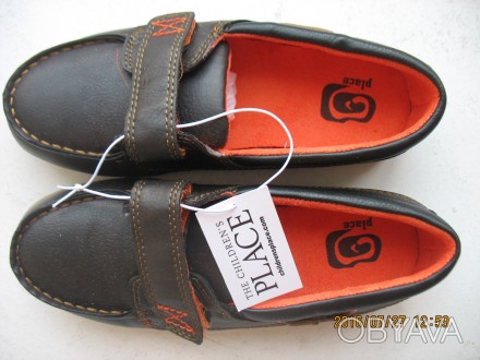 Продам Туфли «Childrens Place», черные с оранжевым, новые (покупали зимой на 1 с. . фото 1