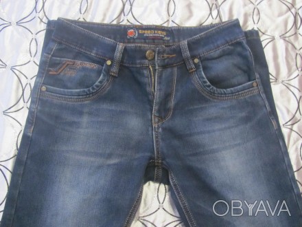 джинсы теплые на флисе,синего цвета( Турция),в отличном состоянии,без потертосте. . фото 1