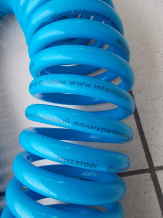 Шланг спиральный полиуретановый 8х12 мм, 15м с быстроразъемными соединениями INT. . фото 4
