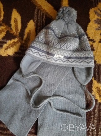 Зимняя шапка с шарфом на мальчика 4-5 лет. . фото 1