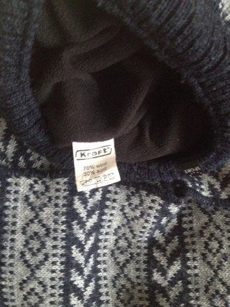 Продам набір зимовий для хлопчика.1/темно-синя з сірим утеплена склад70%wool 30%. . фото 3