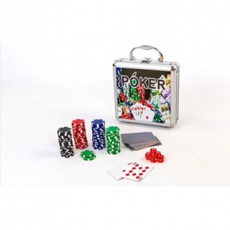 Набор для покера в алюминиевом кейсе  на 100 фишек без номинала ( 2 колоды карт,. . фото 4