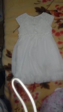 платье молочного  цвета с бусиками, с завышенной талией. длина кофты -18. длина . . фото 2