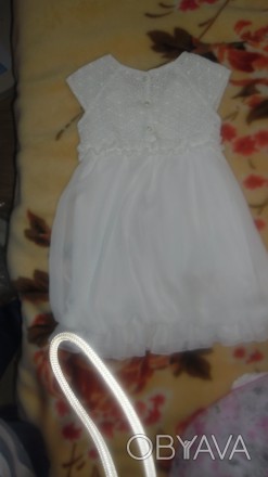 платье молочного  цвета с бусиками, с завышенной талией. длина кофты -18. длина . . фото 1