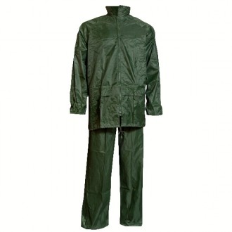 Дождевой комплект (куртка+брюки с капюшоном, ПВХ+ нейлон (цвет зеленый , синий) . . фото 4