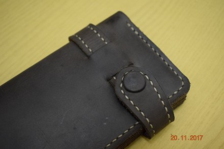 Шкіряний гаманець, розмір 19 х 9,5см шкіра КРС, колір темна кава, два відділи дл. . фото 2