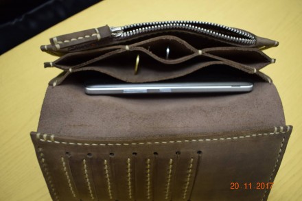 Шкіряний гаманець, розмір 19 х 9,5см шкіра КРС, колір темна кава, два відділи дл. . фото 5