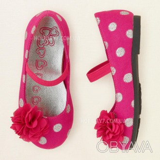 В наличии очень классные ярко-розовые туфельки с серебристыми горошинами для дев. . фото 1
