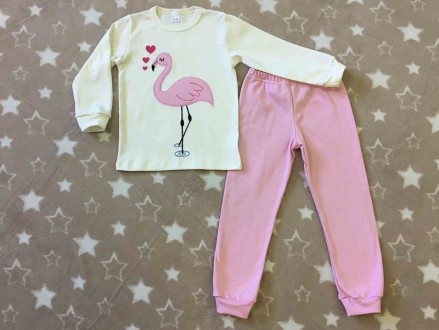 Теплая, уютная пижама для вашей малышки с аппликацией "Фламинго".

Размеры в н. . фото 3
