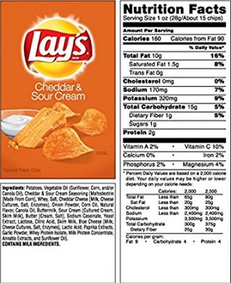 Lay's Cheddar & Sour Cream Flavored Potato Chips, 7.75 Ounce 
Лейс "Чеддер и см. . фото 4