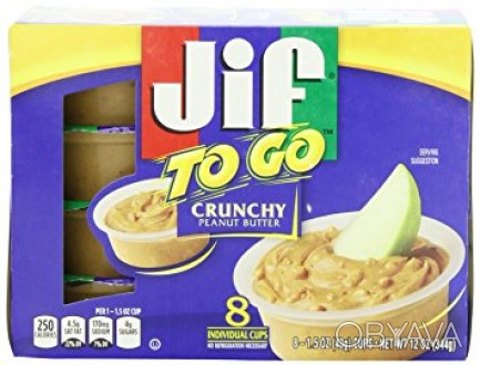 Jif To Go Crunchy Peanut Butter, 12 Ounce 
Джиф арахисовая паста, 340 грм (8 шт. . фото 1