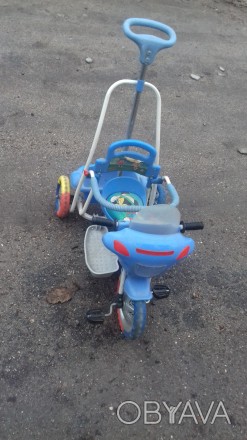 детский велосипед с ручкой /задние колеса желательно поменять или поремонтироват. . фото 1