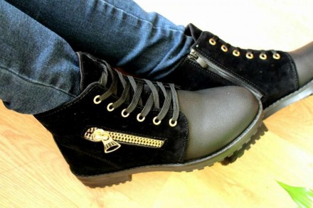 Демисезонные енские ботиночки Турция Материал:эко-кожа+замш Полномерные 37р-24см. . фото 2