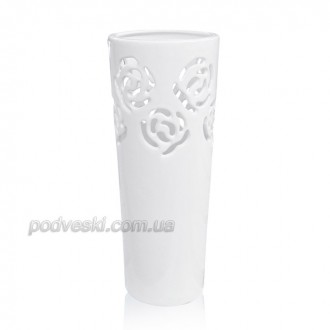 Набор керамики с узором роз. Уникальная коллекция в белом цвете - вазы, подсвечн. . фото 2