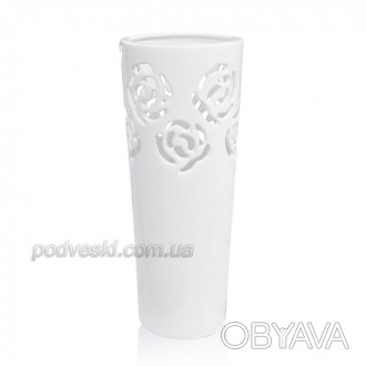 Набор керамики с узором роз. Уникальная коллекция в белом цвете - вазы, подсвечн. . фото 1