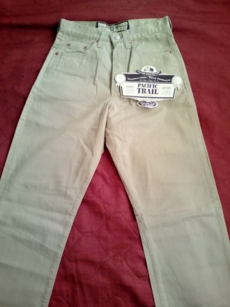 Абсолютно новые джинсы бежевого цвета, классические, обычная посадка. Размер: W2. . фото 2