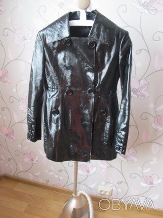 Женская Весенняя Куртка Плащ Teddy(R) size S (размер 44) 
Черная (блестящая) дл. . фото 1