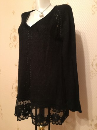Модный туника, свитер. Цвет черный, размер 42-44 (XL, XXL). Оторочка по низу  фр. . фото 3