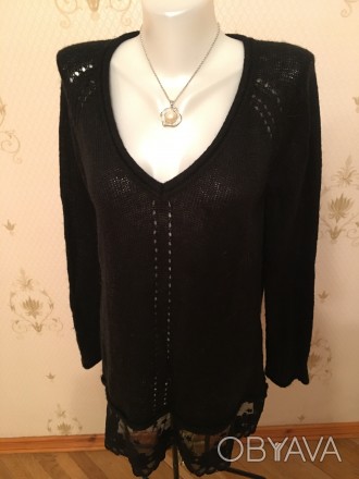 Модный туника, свитер. Цвет черный, размер 42-44 (XL, XXL). Оторочка по низу  фр. . фото 1
