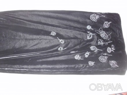 Бархатная нарядная юбка LAURA ASHLEY с вышивкой бисером, на подкладке. Сзади на . . фото 1