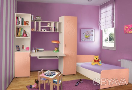 Мебель для детской комнаты Джерри (МДФ). Стенка в детскую +кровать