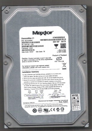 Продам  жёсткий  диск MAXTOR 3,5”SATA 320 гб, б/у. 6735 включений, 8555 часов ра. . фото 2