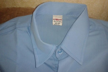 Детская однотонная рубашка в школу. Цвет - голубой. Размер; 12-13 лет; 13-14 лет. . фото 5