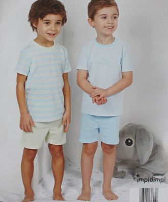 Комплект з 2х літніх піжамок (футболка+шортики)
Колір: блакитна, в полоску		
М. . фото 2