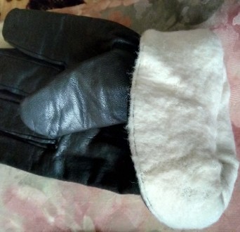 Кожанные мужские черные  перчатки на шерстяной подкладке большого размера, произ. . фото 3