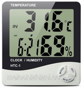 Термометр многофункциональный Sinometer HTC-1, гигрометр, часы, будильник, кален. . фото 2