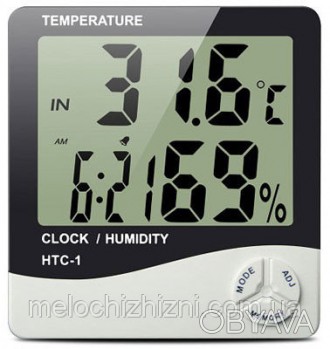 Термометр многофункциональный Sinometer HTC-1, гигрометр, часы, будильник, кален. . фото 1