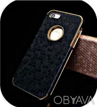 Роскошный кожаный хромированный чехол для iPhone 5 5S с золотым контуром
Есть м. . фото 3