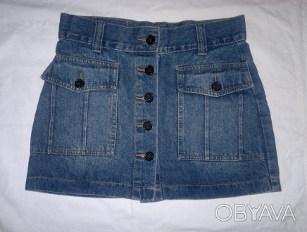 Юбка джинсовая, б/у, размер 40-42, с низкой посадкой, состояние отличное. Цвет, . . фото 1