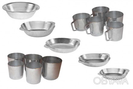 Алюмінієві тарілки, кухлі та стакани  різних розмірів. Надійний і добротний посу. . фото 1