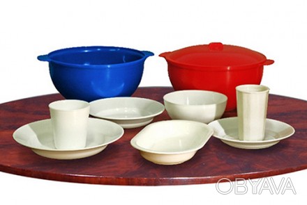 Пластмасовий багаторазовий посуд для гарячих і холодних страв: тарілки і піали, . . фото 1