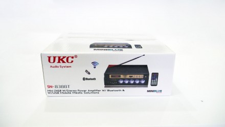 Усилитель звука UKC SN-838 BT USB + SD + AUX + Bluetooth + Караоке
Усилитель зв. . фото 2