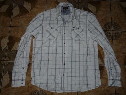 Рубашка PME Legend 100% хлопок светлая в клетку с вышивкой sizе 3хL/54р., плечи . . фото 2