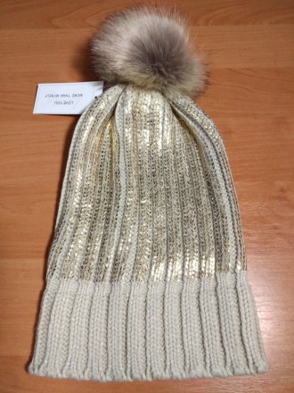 Зимняя шапка с блеском и съемным меховым балабоном ( Ог 54-58 см ).
Серая вязан. . фото 7