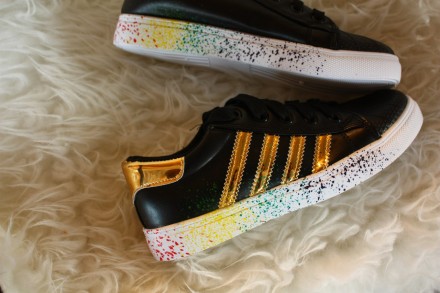 Кеды Adidas Superstar Graffiti Черные с золотом. Очень качественная реплика!!! Э. . фото 7