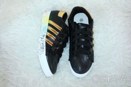 Кеды Adidas Superstar Graffiti Черные с золотом. Очень качественная реплика!!! Э. . фото 1